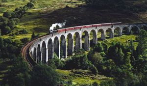 Preview wallpaper train, bridge, trees