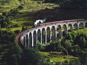 Preview wallpaper train, bridge, trees