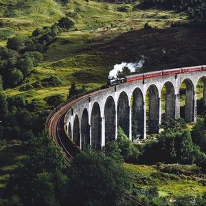 Preview wallpaper train, bridge, trees