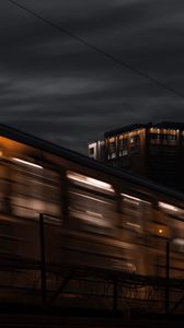 Preview wallpaper train, dark, long exposure, night, motion