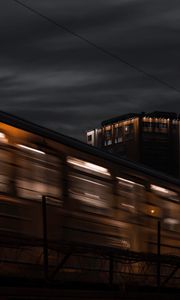 Preview wallpaper train, dark, long exposure, night, motion