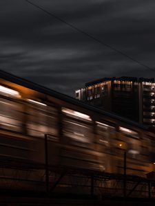 Preview wallpaper train, dark, long exposure, night, motion