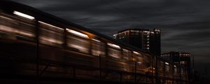 Preview wallpaper train, dark, long exposure, night, motion
