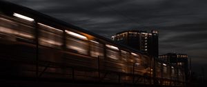 Preview wallpaper train, dark, long exposure, night, motion