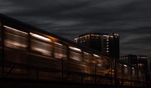 Preview wallpaper train, dark, long exposure, night, motion