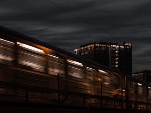 Preview wallpaper train, dark, long exposure, night, motion