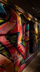 Preview wallpaper train, graffiti, paint, street art