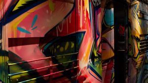 Preview wallpaper train, graffiti, paint, street art