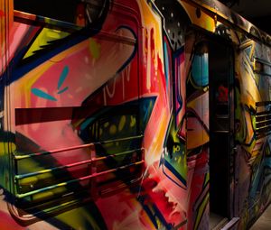 Preview wallpaper train, graffiti, paint, street art