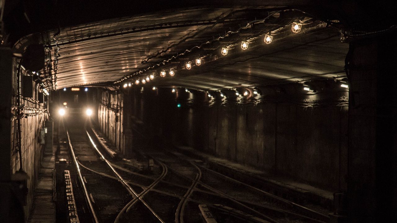 Wallpaper train, lights, light, railroad, dark