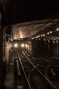 Preview wallpaper train, lights, light, railroad, dark