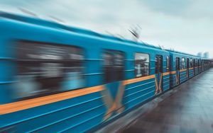 Preview wallpaper train, movement, station, wagon, speed