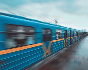 Preview wallpaper train, movement, station, wagon, speed