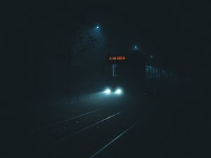 Preview wallpaper train, night, darkness