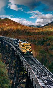 Preview wallpaper train, railroad, autumn, trees