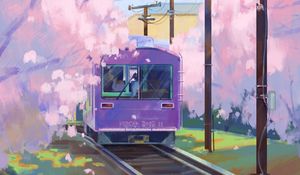 Preview wallpaper train, rails, paint, art