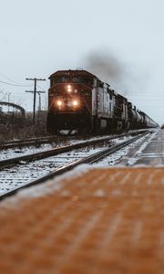 Preview wallpaper train, rails, railway, snow, winter