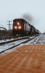 Preview wallpaper train, rails, railway, snow, winter