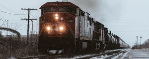Preview wallpaper train, rails, railway, snow, winter