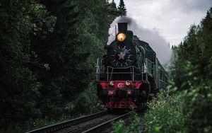 Preview wallpaper train, railway, rails, smoke