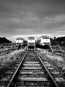 Preview wallpaper train, railway, rails, black and white