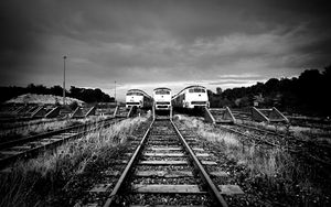 Preview wallpaper train, railway, rails, black and white