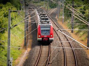 Preview wallpaper train, railway, trees