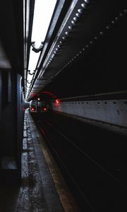 Preview wallpaper train, railway, underground, brooklyn bridge station, united states