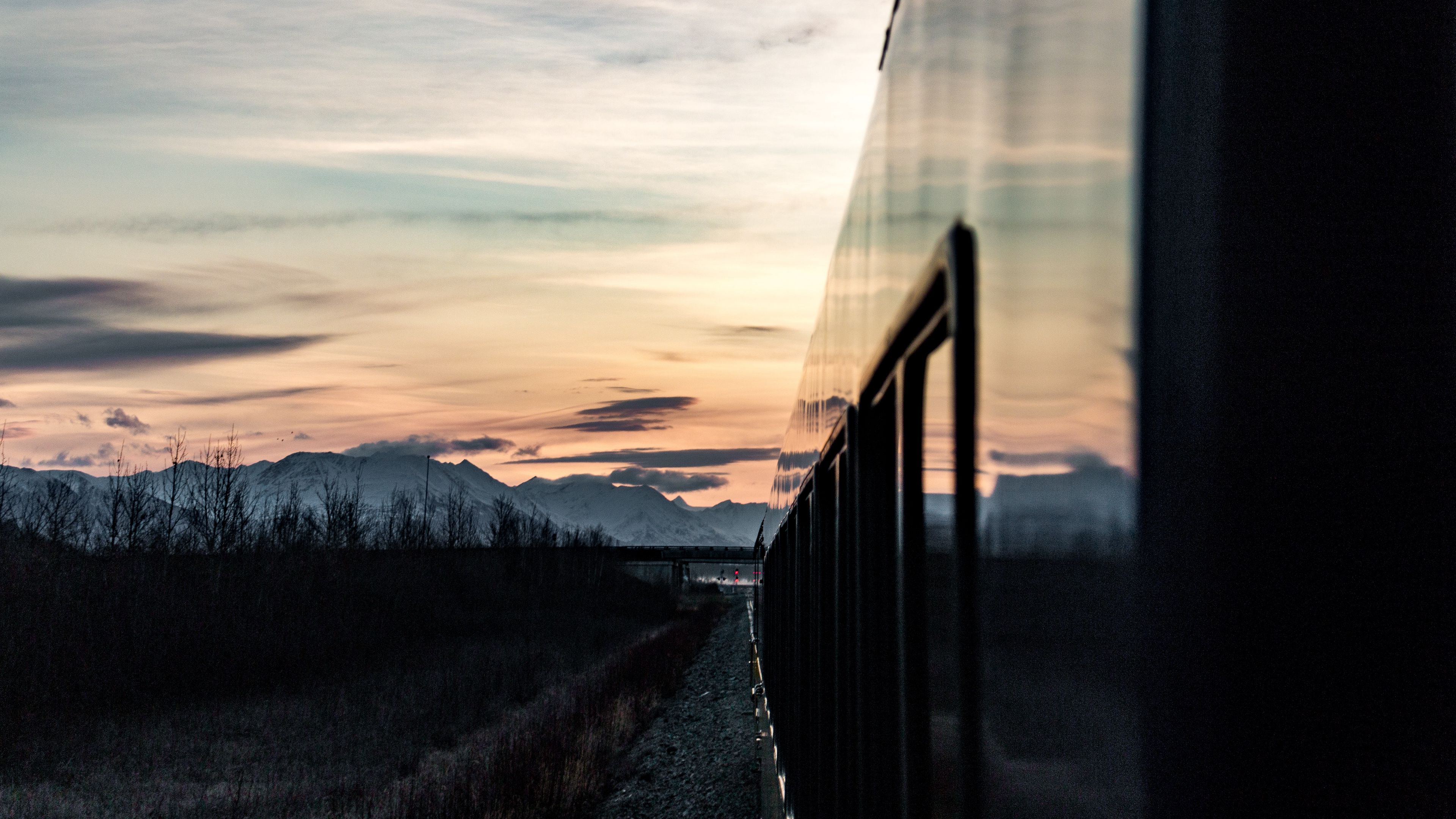 Download Wallpaper 3840x2160 Train Sunset Mountains Landscape Dusk Download Wallpaper 3840x2160 Train Sunset Mountains Landscape Dusk
