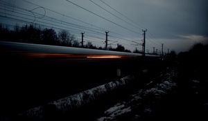Preview wallpaper train, traffic, night, wires