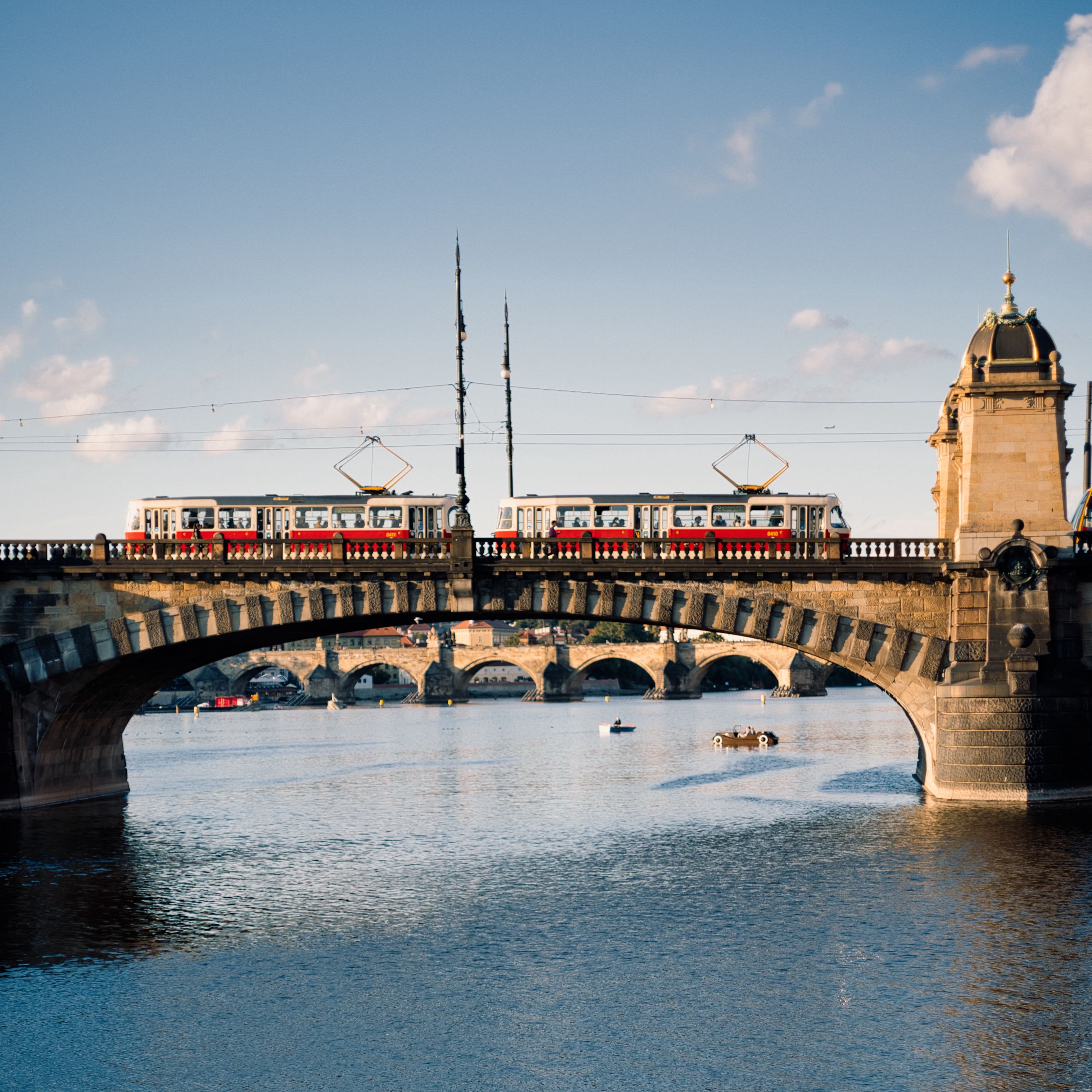 Download Wallpaper 2780x2780 Tram Bridge River Water Ipad Air Ipad 