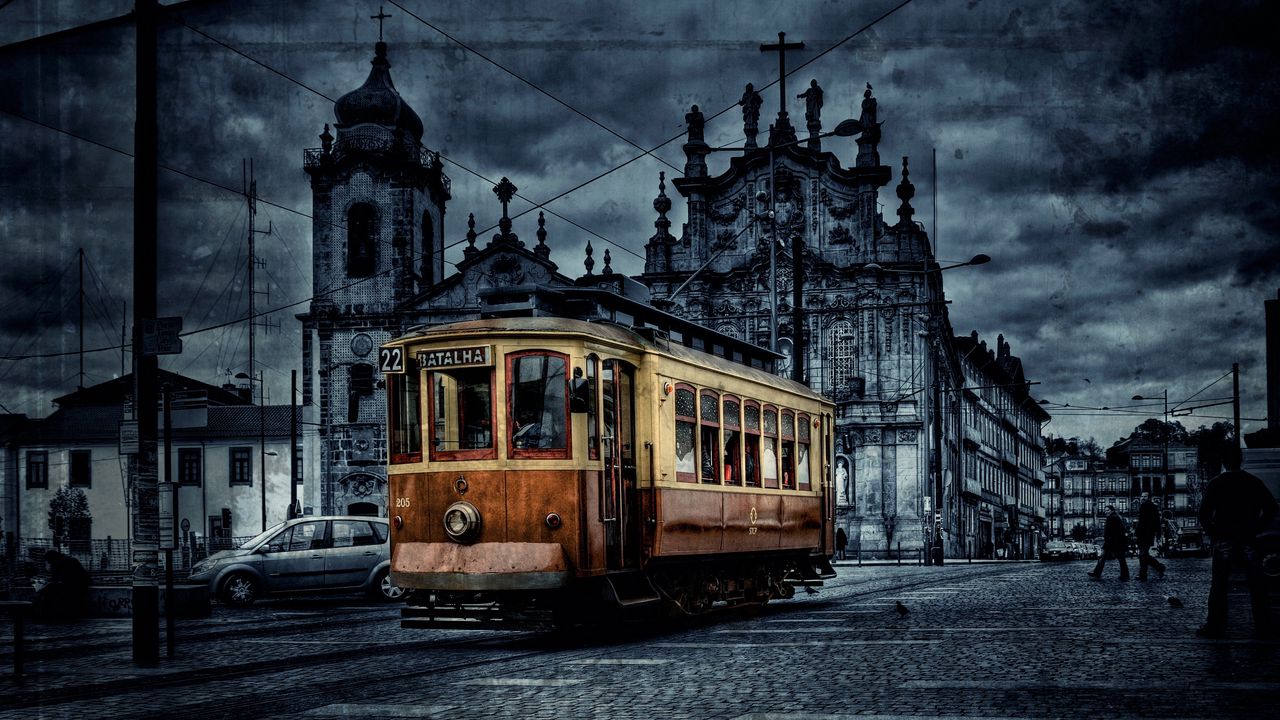 Wallpaper tram, city, color, hdr