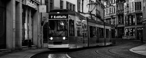 Preview wallpaper tram, street, city, black and white