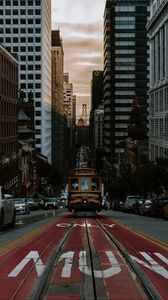 Preview wallpaper tram, transport, street, city, traffic