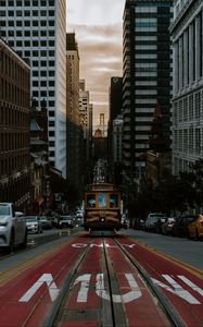 Preview wallpaper tram, transport, street, city, traffic