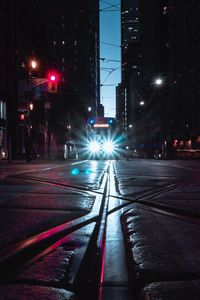 Preview wallpaper transport, night city, lights, road