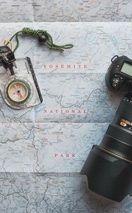 Preview wallpaper travel, map, compass, camera