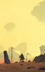 Preview wallpaper traveler, desert, storm, art