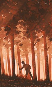 Preview wallpaper traveler, forest, trees, art