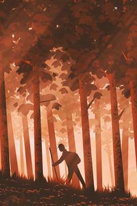 Preview wallpaper traveler, forest, trees, art