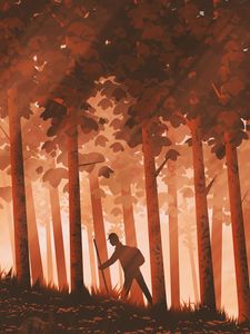 Preview wallpaper traveler, forest, trees, art