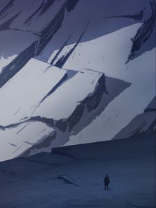 Preview wallpaper traveler, loneliness, rocks, snow