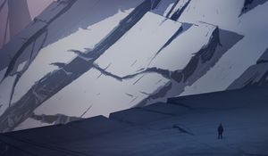 Preview wallpaper traveler, loneliness, rocks, snow
