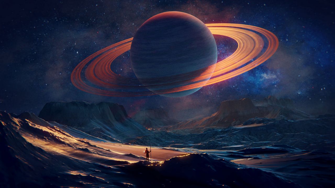 Wallpaper traveler, planet, space, art