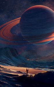 Preview wallpaper traveler, planet, space, art