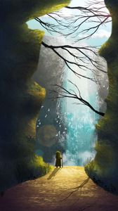 Preview wallpaper traveler, waterfall, cave, art