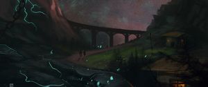 Preview wallpaper travelers, bridge, space