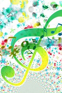 Preview wallpaper treble clef, notes, colorful, art