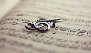 Preview wallpaper treble clef, notes, sheet, paper