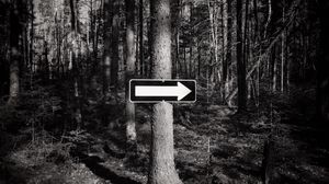 Preview wallpaper tree, arrow, pointer, forest, black and white